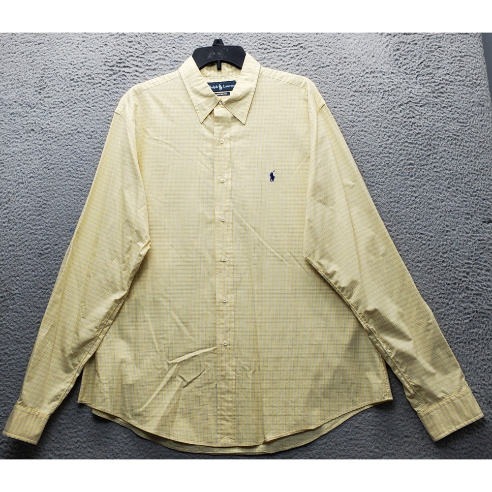 Ralph Lauren Dress Shirt Mens 17.5 Multi Custom Fit Pony Logo Button Down‎